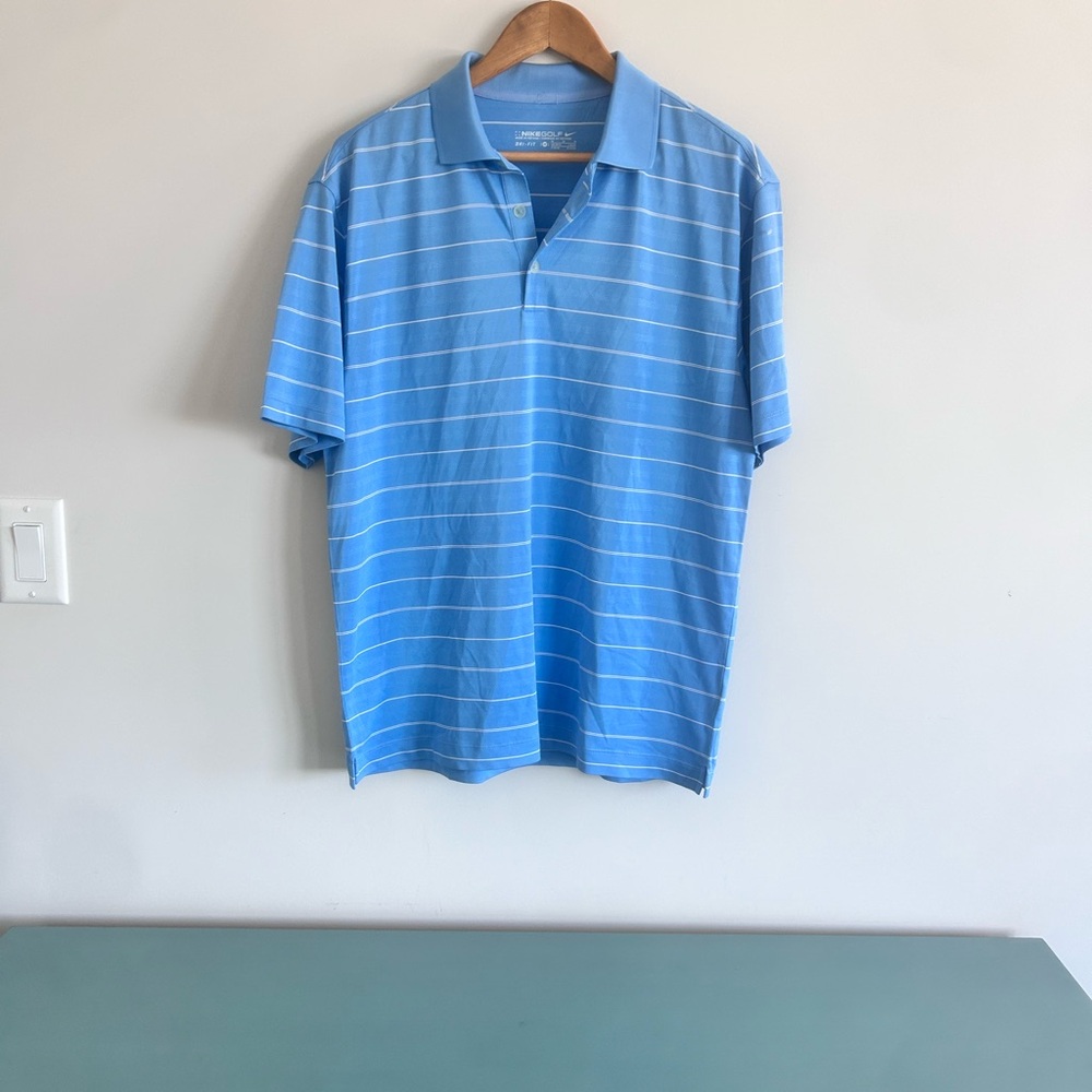 Nike Golf Dri Fit Size Medium, Blue Striped